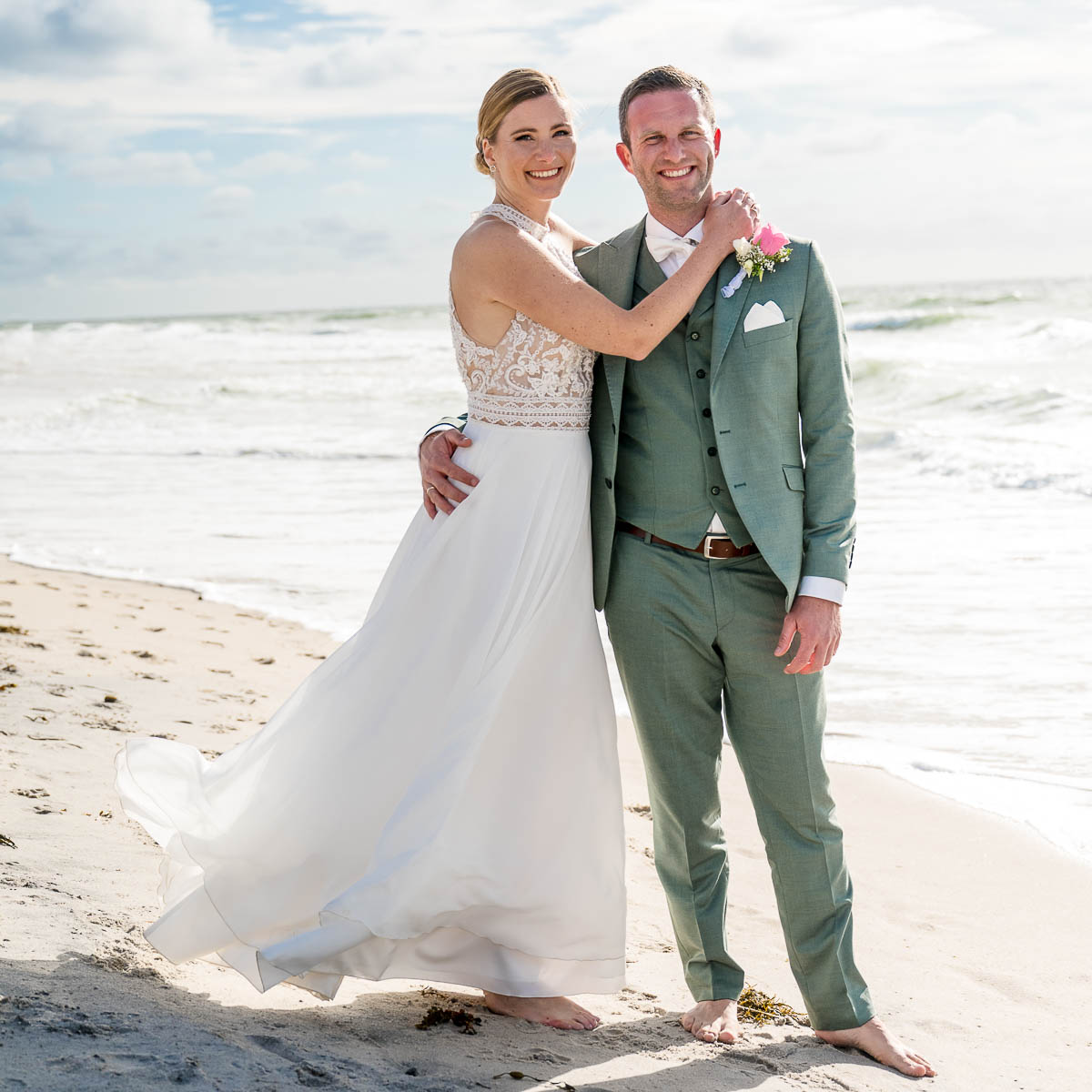 Hochzeitsfotograf Sylt Brautpaarportrait Strand in Kampen von Jochen Nölle